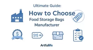 Guía definitiva en infografía para elegir el mejor fabricante de bolsas de almacenamiento de alimentos con criterios clave de selección y Artfullife branding