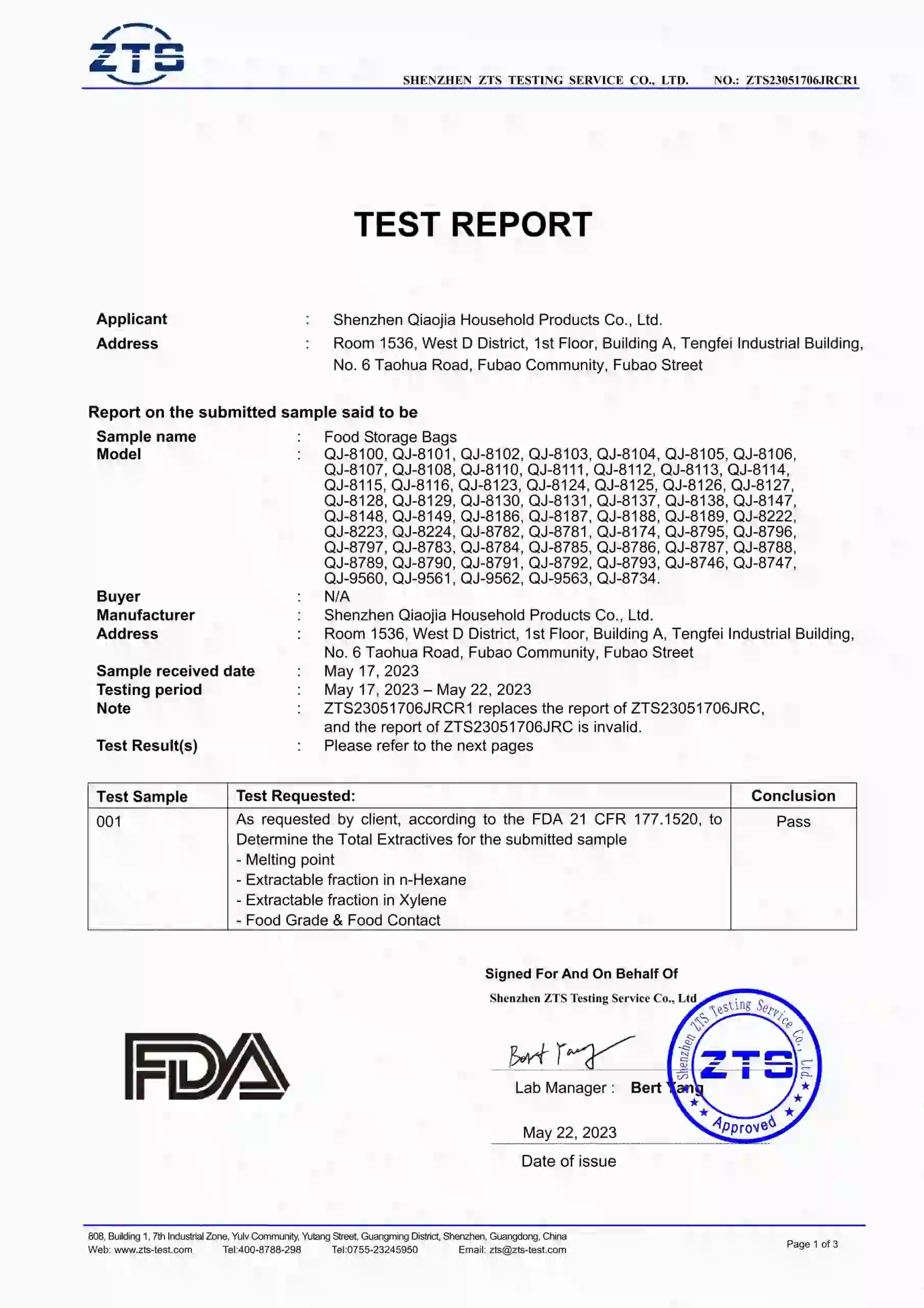 Thuis 2 Artfullife® FDA-certificatietestrapport